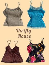 Just £4PP; Y2K Lace & Floral Cami Tops(TH/461)