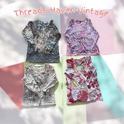 TH # 149 Y2K Printed Long Sleeve Baby Tee – Vintag..