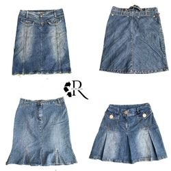 Y2K Era Cyber Gilr Denim Midi Skirt RW2103