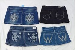 CR8975  UPCYCLED Y2K MINI DENIM SKIRTS