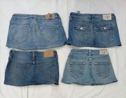 CR8976  UPCYCLED TRUE RELIGION MINI DENIM SKIRTS