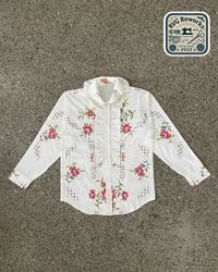 Upcycled Tablecloth Ruffle Shirt