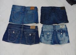 CR8997 UPCYCLED TRUE RELIGION MINI DENIM SKIRTS