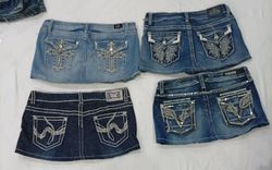 CR9000 UPCYCLED Y2K MINI DENIM SKIRTS