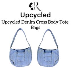 Upcycled Denim Cross Body Tote Bags