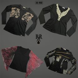 Y2K All Black Rave Full Sleeve Tops (AA-960)