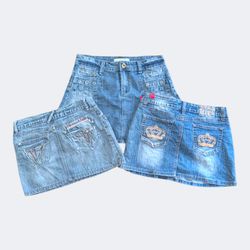 Y2K Micro Mini Denim Skirt Low Rise Vintage Style