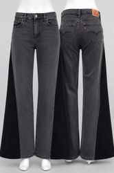 CR1827 UPCYCLED CONTRAST PANEL FLARE JEANS