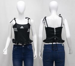 CR1829 UPCYCLED RUFFLE CORSET CAMI TOP