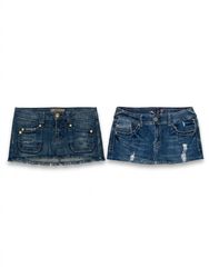 (Fv-1629) Y2K Micro Mini Denim Backpocket Embellis..