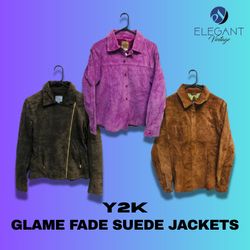 Y2K Glame Fade Suede Jackets - EV1187