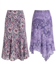 (FV-1619) Vintage Purple Floral Midi Skirts Mix | ..