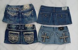 CR9015 UPCYCLED MIX BRANDED MINI DENIM SKIRTS