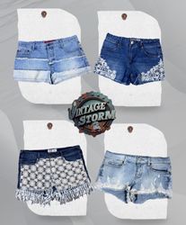 Y2K Lace Trim Denim Sexy Short