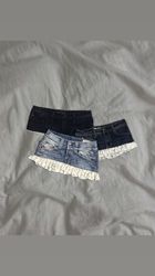 Upcycled denim Lace Skirt