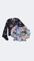 Y2k going out ruffle / printed blouse