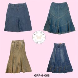 Classic Blue Denim Long Skirt – High Waist Button ..
