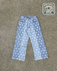Upcycled Laser-Printed Wide-Leg Jeans