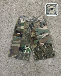 Upcycled Camo Patchwork Shorts