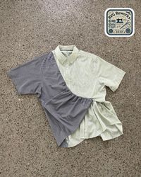 Upcycled Two-Tone Panel Peplum Shirt