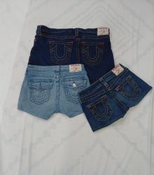 CR9045 UPCYCLED TRUE RELIGION MINI DENIM SHORTS