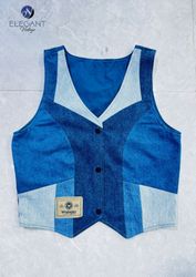 UPCYCLED Patchwork Denim Waistcoat - EVR0640