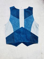 UPCYCLED Patchwork Denim Waistcoat - EVR0640