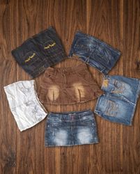 Y2K Denim Mini Skirt Bundle – Low Rise & Pleated S..