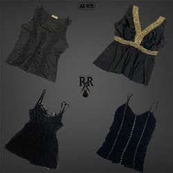 Y2K Black Gothic Cami Tops (AA-979)