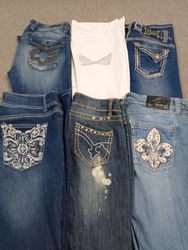 HD1484 Ladies Y2K Denim Embellished Flared Jeans