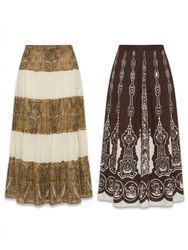(FV-1660) Vintage Brown Boho Midi Skirts Bundle | ..