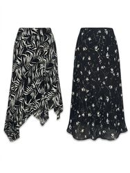 (FV-1657) Vintage Black White Printed Skirts Bundl..