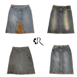 Y2k Era Cyber Girl Denim Midi Skirt RW2130
