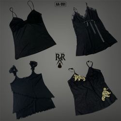 Y2K Black Gothic Cami Tops(AA-991)