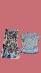 Vintage Y2K Graphic Print Empire Waist Mini Dress ..