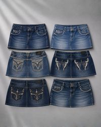 Y2K Embroidered Denim Skirts