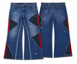 CR1838 Upcycled Panel Flare Jeans