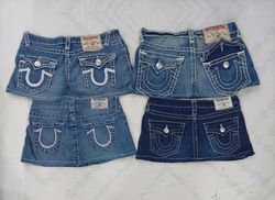 CR9080 UPCYCLED TRUE RELIGION MINI DENIM SKIRTS