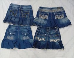 CR9089 UPCYCLED Y2K FLOWY DENIM SKIRTS