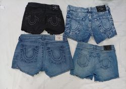 CR9094 UPCYCLED TRUE RELIGION MINI DENIM SHORTS