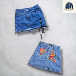 Denim mini skirts