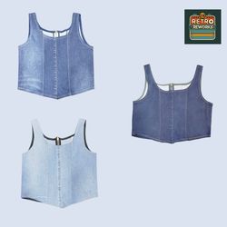 SS26 Upcycled Denim Zip-Up Coeset Tops