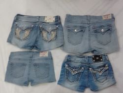 CR9103 UPCYCLED TRUE RELIGION & MISS ME SHORTS