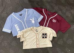 Upcycle Cropped Baseball Jersey Top (Dv -06)