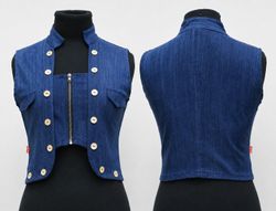 CR1844 UPCYCLED BUTTON DETAIL DENIM VEST