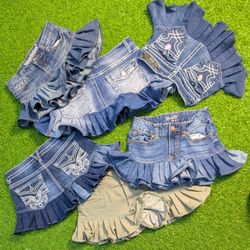 6243 - Upcycled Mini Denim Skirts