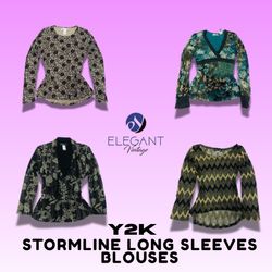 Y2K Storm line Long Sleeve Blouses - EV1452
