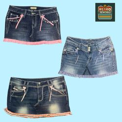 SS26 Upcycled Denim Patchwork Lace Mini Skirt