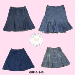 Fashionable High Rise Denim Skirt – Long A-Line Fi..