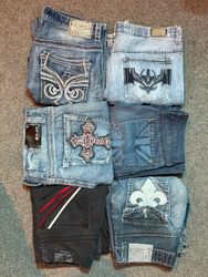 Y2K men’s bootcut baggy straight embroidery jeans